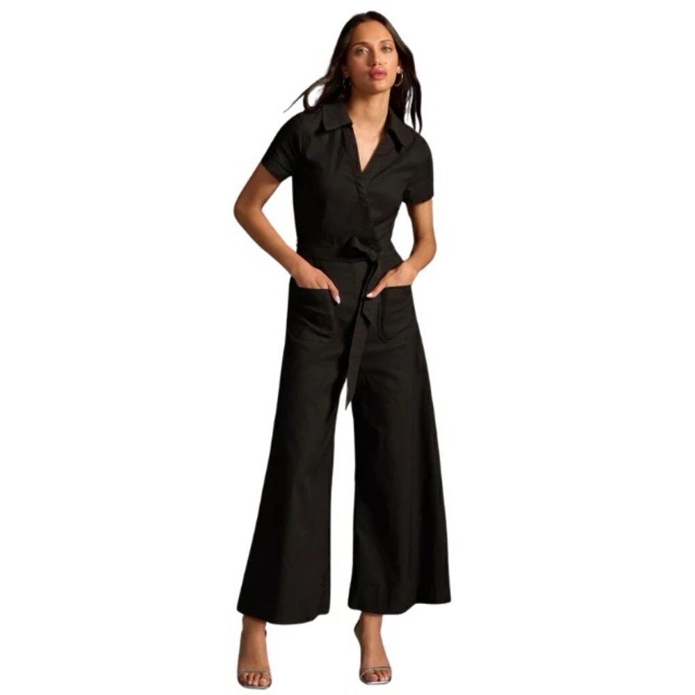 NWT Anthropologie Maeve Collette Wrap Black Jumpsuit  Sz 2 Petite Host Pick 🥰